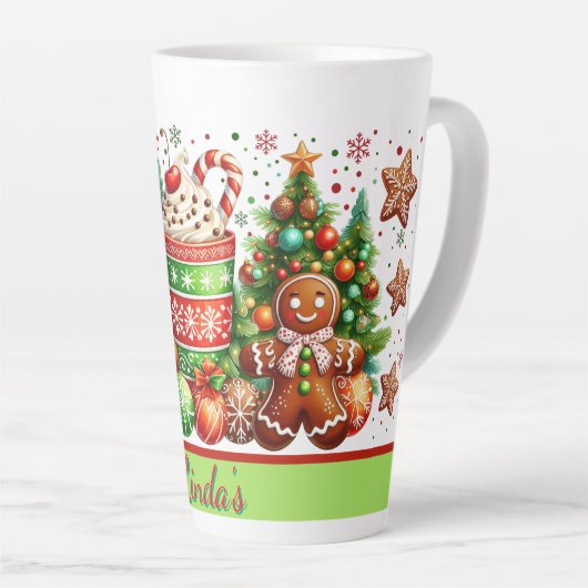 Tasse Latte Personalized Gingerbread Christmas (Angle droit)