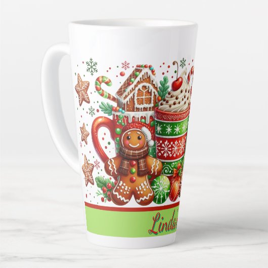 Tasse Latte Personalized Gingerbread Christmas  (Angle gauche)