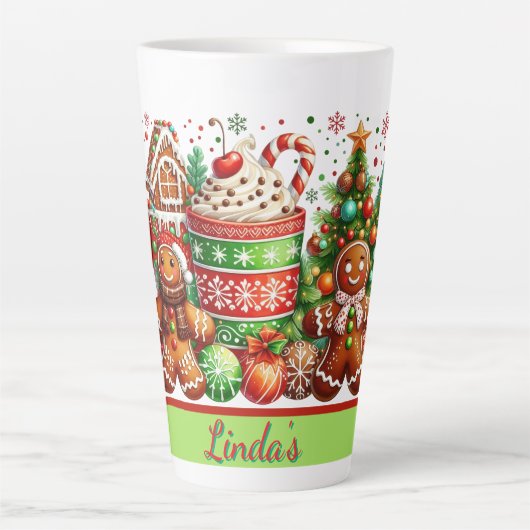 Tasse Latte Personalized Gingerbread Christmas  (Devant)