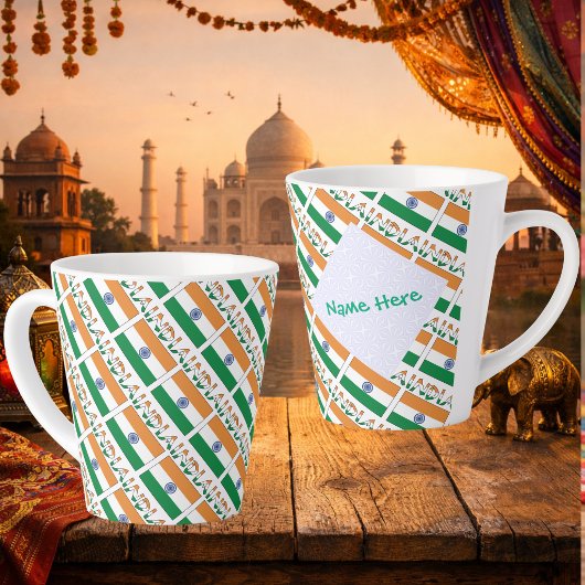 Tasse Latte Personalized India Flag Tiled