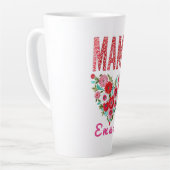 Tasse Latte Personalized Mama Heart Floral Custom Gift (Angle gauche)