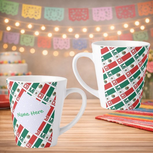 Tasse Latte Personalized Mexico Flag Tiled