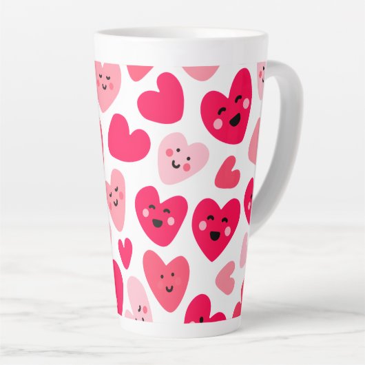 Tasse Latte Personalized Red Heart Happy Valentine’s Day Lover (Angle droit)