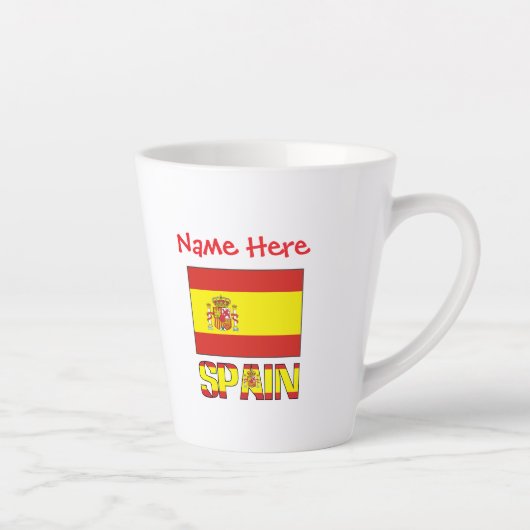 Tasse Latte Personalized Spain Flag Heritage Design Small (Droite)