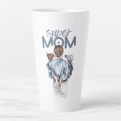Tasse Latte Personalized Super Mom with Son and Daughter Gift (Devant)