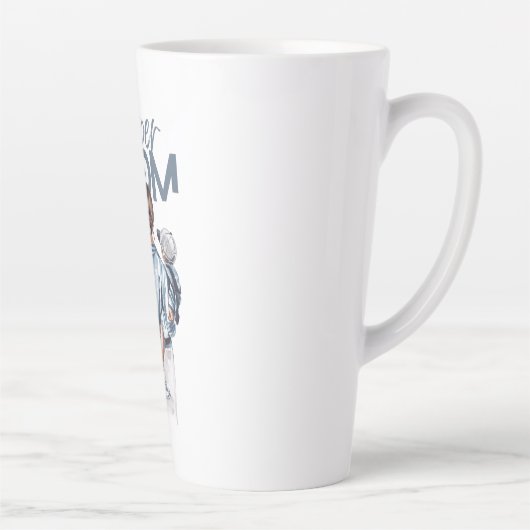 Tasse Latte Personalized Super Mom with Son and Daughter Gift (Droite)