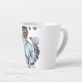 Tasse Latte Personalized Super Mom with Son and Daughter Gift (Angle droit)