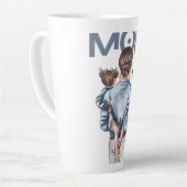 Tasse Latte Personalized Super Mom with Son and Daughter Gift (Angle gauche)