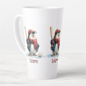 Tasse Latte Personalized Winter Penguin Baseball Kid (Angle gauche)