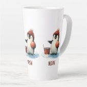 Tasse Latte Personalized Winter Penguin Basketball Kid (Angle droit)