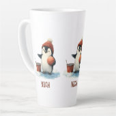 Tasse Latte Personalized Winter Penguin Basketball Kid (Angle gauche)