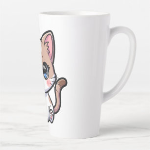 Tasse Latte Personnage de dessin animé de chat aux yeux bleus