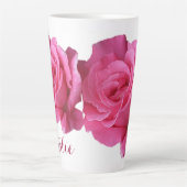 Tasse Latte Personnalisable Natalie nom rose fleurs boho (Devant)