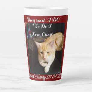 Tasse Latte Personnalisation de texte pour photo de chat roux