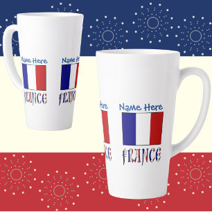 Tasse Latte Personnalisation Grande Bleue du Drapeau Français