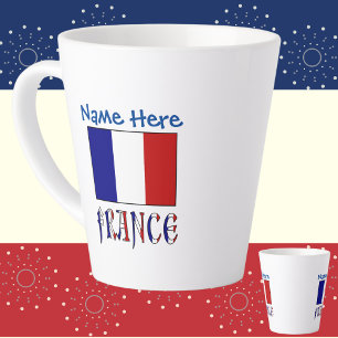Tasse Latte Personnalisation Petite Bleu Drapeau Français