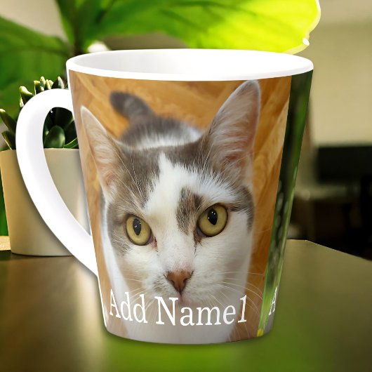 Tasse Latte Personnalisé 2 Photo et Texte Personnalisé