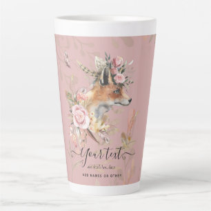 Tasse Latte Personnalisé Boho Fox Feathers Cadeau commémoratif