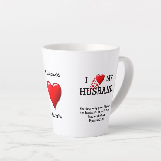 Tasse Latte Personnalisé J'AIME MON MARI Christian Valentine (Angle droit)