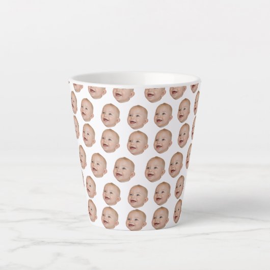 Tasse Latte Personnalisé Plusieurs Visages Anniversaire Fête P (Devant)