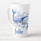 Tasse Latte Personnaliser Baleines bleues (Angle gauche)