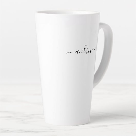 Tasse Latte Personnaliser le nom dans le script noir (Angle droit)