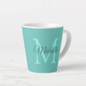 Tasse Latte Personnaliser Lumière Monogramme Turquoise Nom ini (Angle droit)