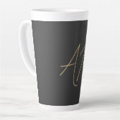Tasse Latte Personnaliser Monogramme Gris clair Beige (Angle gauche)