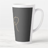Tasse Latte Personnaliser Monogramme Gris clair Beige (Droite)
