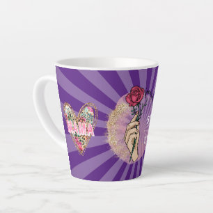 Tasse Latte Personnaliser Rose Mama la meilleure jamais