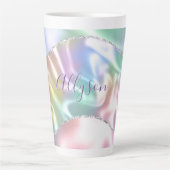 Tasse Latte Personnalize Purple Script, Iridescent Wave (Devant)