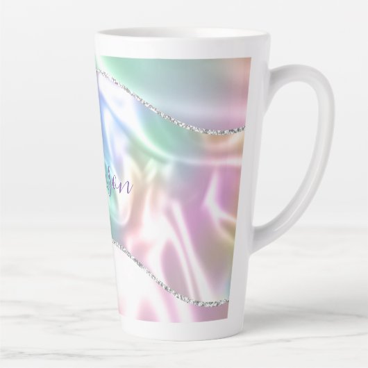 Tasse Latte Personnalize Purple Script, Iridescent Wave (Droite)