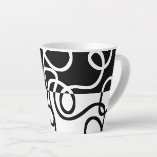 Tasse Latte Persuasion linéaire I : Abstrait noir et blanc
