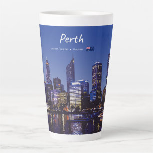 Tasse Latte Perth, Australie - Ciel de la ville la nuit Grand
