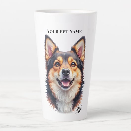 Tasse Latte Pet’s Simple Modern Name & Photo Custom Design (Devant)