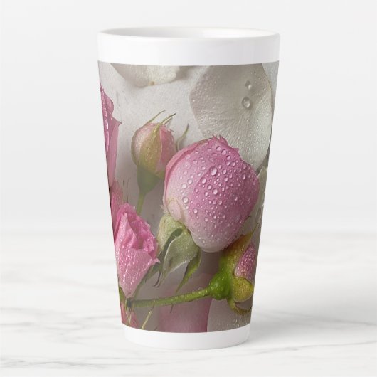 Tasse Latte Pétales en perles Fleurs roses scintillant dans la (Devant)