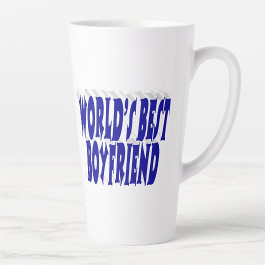 Tasse Latte Petit ami avec texte bleu (Droite)