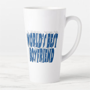 Tasse Latte Petit ami avec texte bleu mer