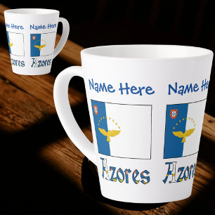 Tasse Latte Petit Azores Personnalisation Drapeau Azoréen Bleu