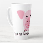 Tasse Latte Petit cochon rose heureux mignon (Angle gauche)