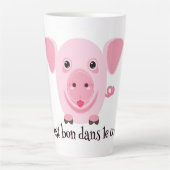 Tasse Latte Petit cochon rose heureux mignon (Devant)