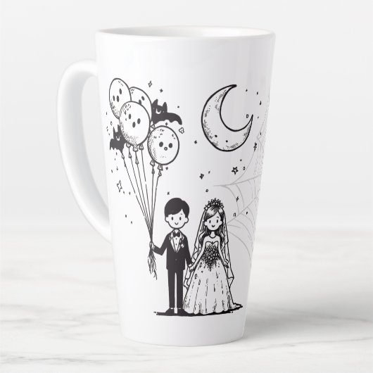 Tasse Latte Petit Couple Effrayant (Angle gauche)