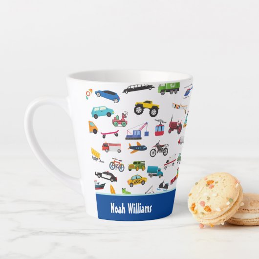 Tasse Latte Petit Garçon Things That Move Vehicle Cars Kid (En situation)