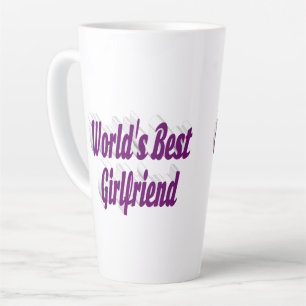 Tasse Latte Petite amie avec typographie violette