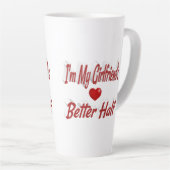 Tasse Latte Petite amie drôle citation texte rouge (Angle droit)