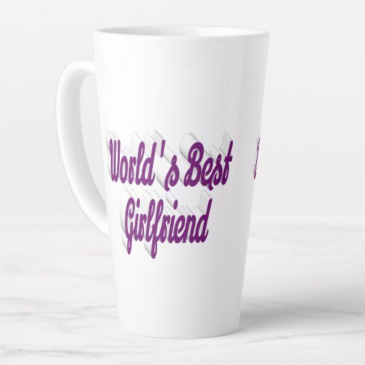 Tasse Latte Petite amie écriture violette (Angle gauche)
