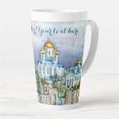 Tasse Latte Petite ville provinciale Zadonsk aquarelle (Angle droit)