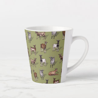 Tasse Latte Petites chèvres en vert - Motif de troupeau de chè