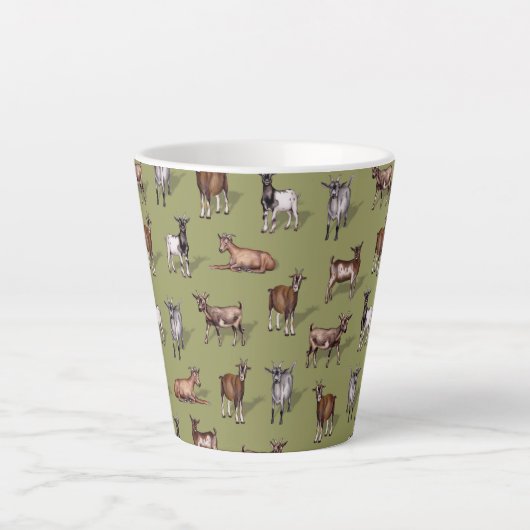 Tasse Latte Petites chèvres en vert - Motif de troupeau de chè (Devant)