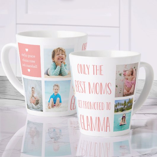 Tasse Latte Petits-enfants Glamma Photo & Nom